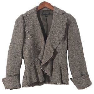 Banana Republic Brown Tweed Ruffle Suit Jacket